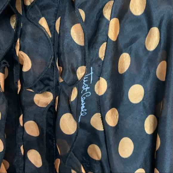 Just Cavalli Roberto Cavalli Silk Ruffle Polka Dot Button Down Blouse Y2K - Picture 7 of 8